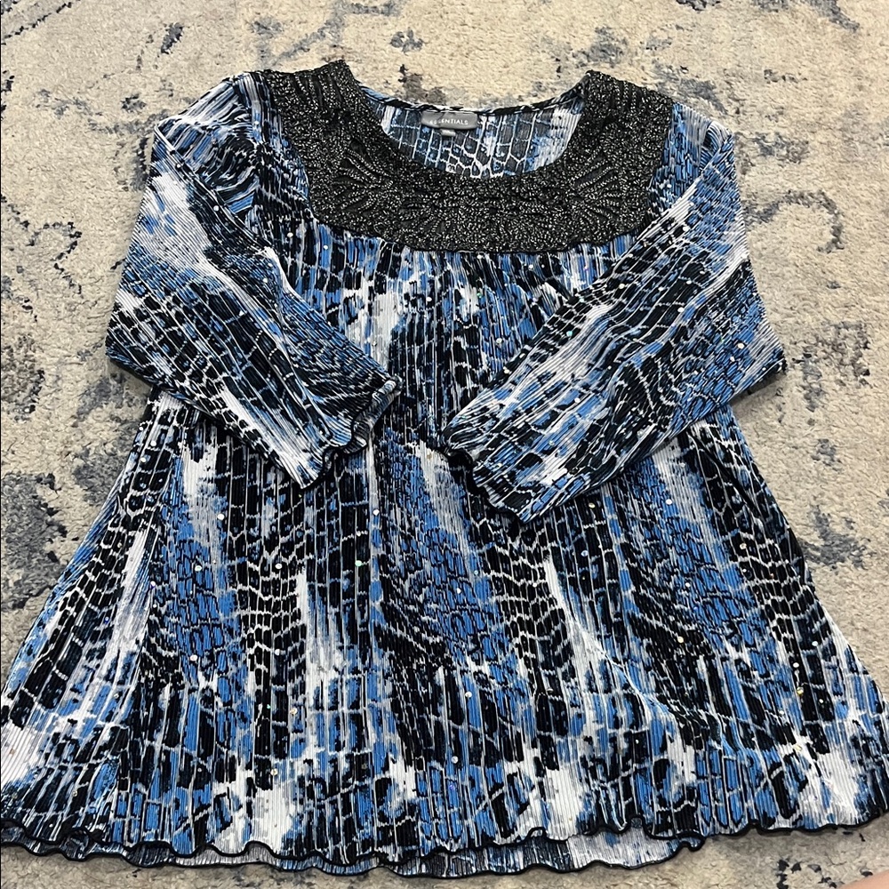 Essentials Blue and Black Women's Blouse